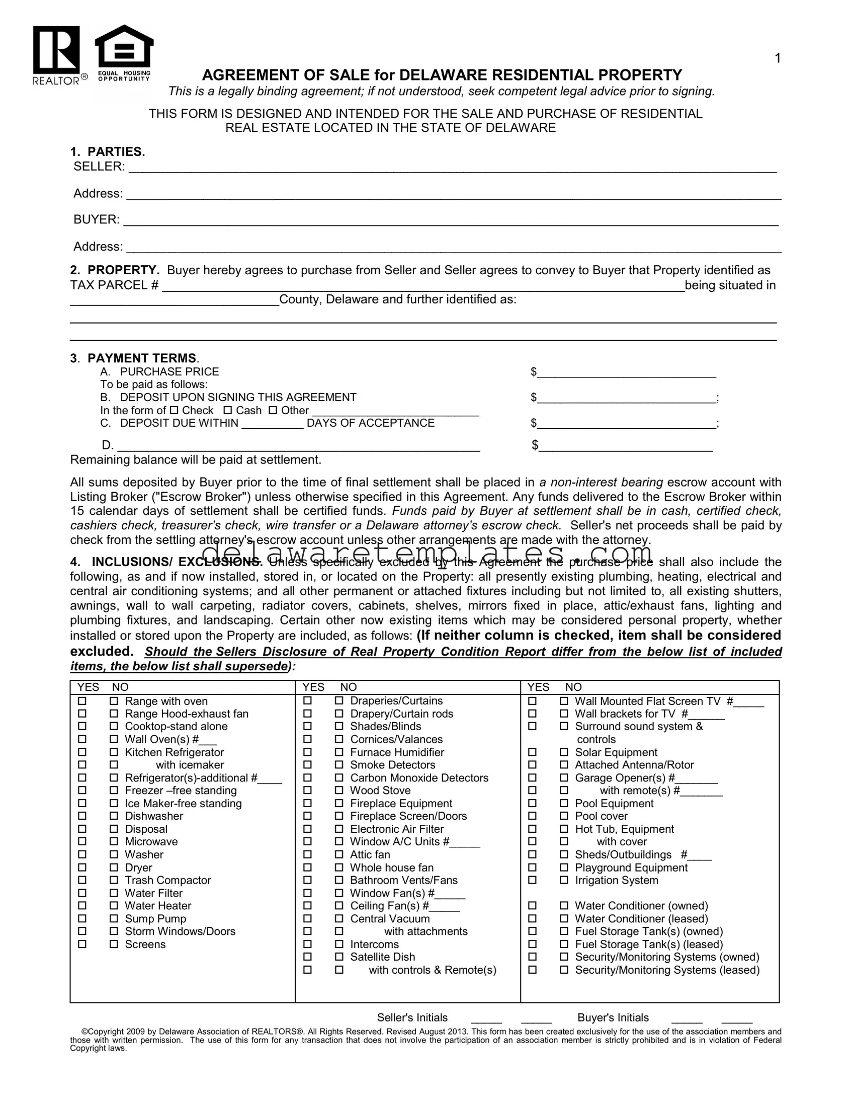 Fill a Valid Agreement Delaware Form
