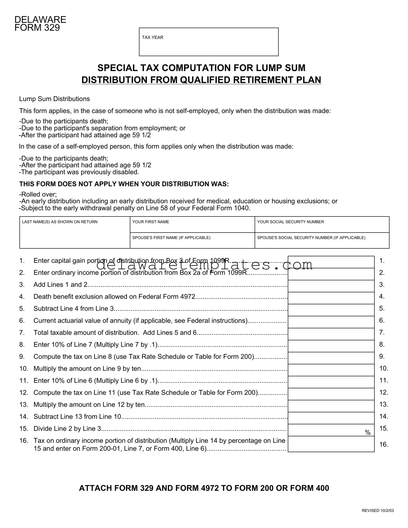 Fill a Valid Delaware 329 Form