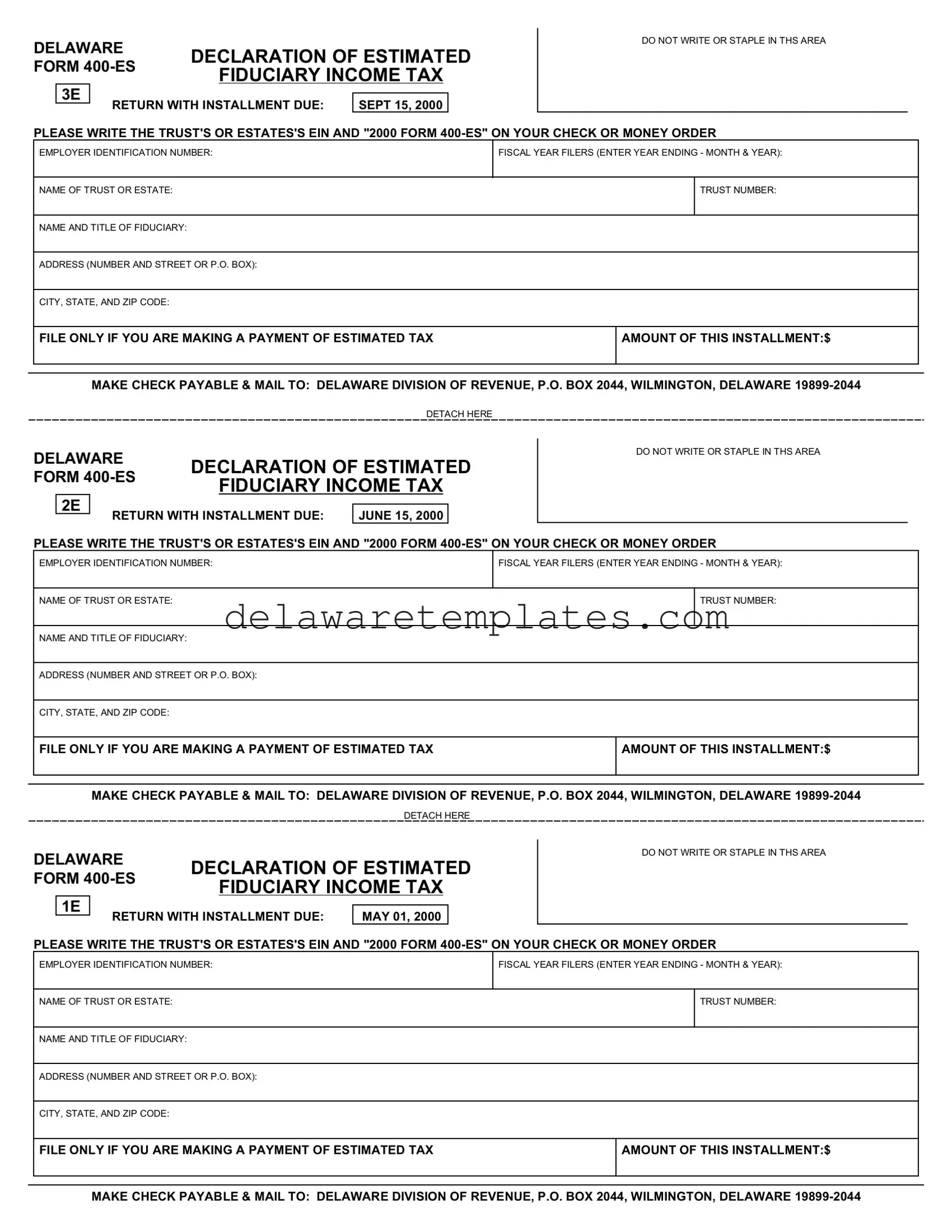 Fill a Valid Delaware 400 Es Form