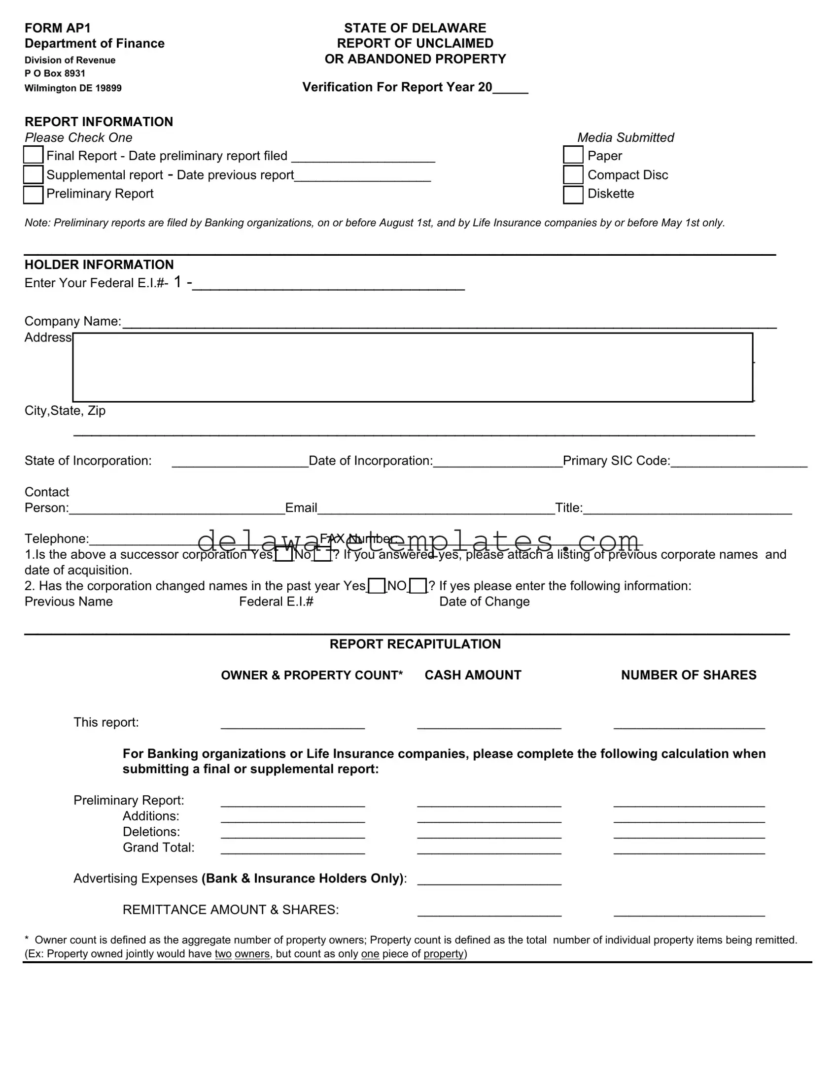 Fill a Valid Delaware Ap1 Form