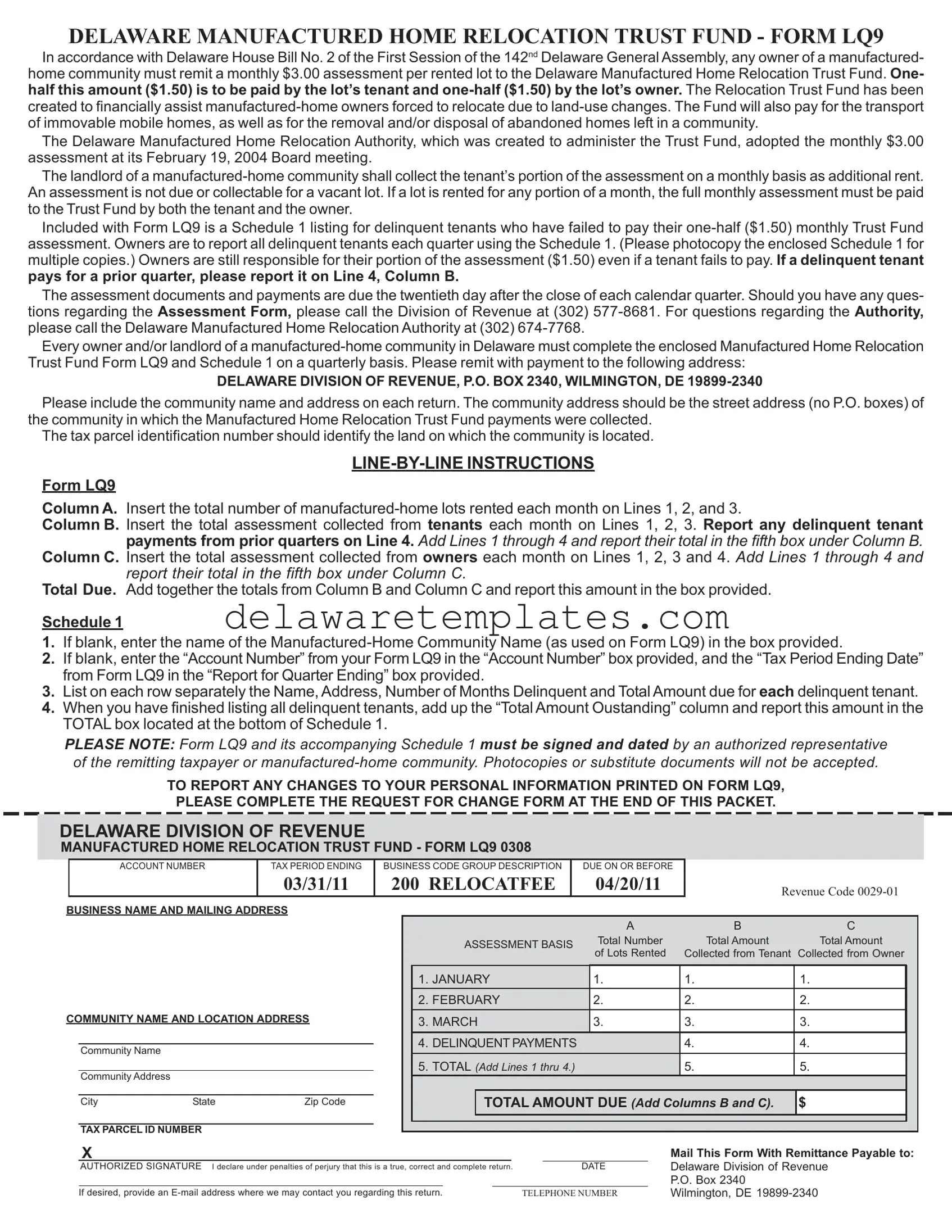 Fill a Valid Delaware Lq9 Form