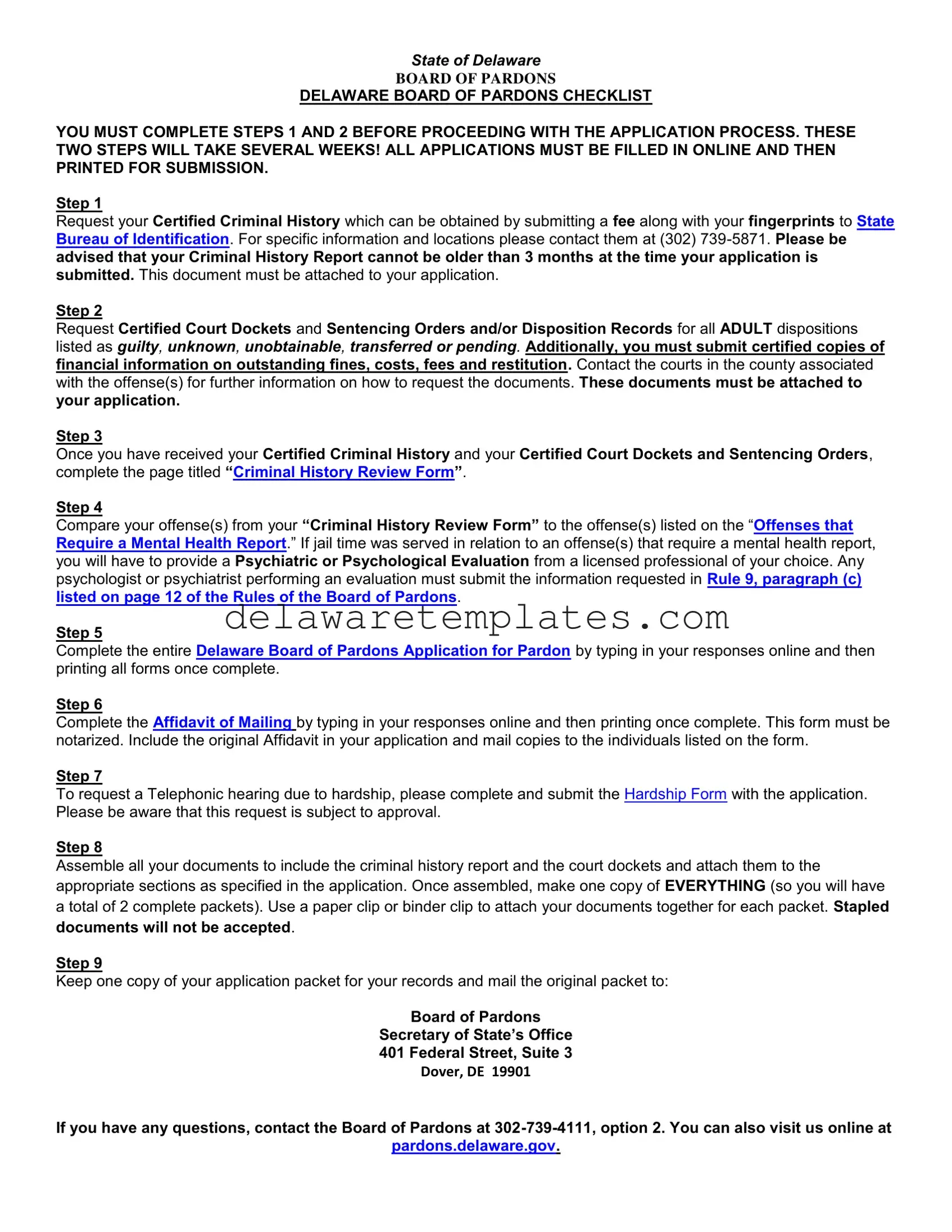 Fill a Valid Delaware Pardon Application Form
