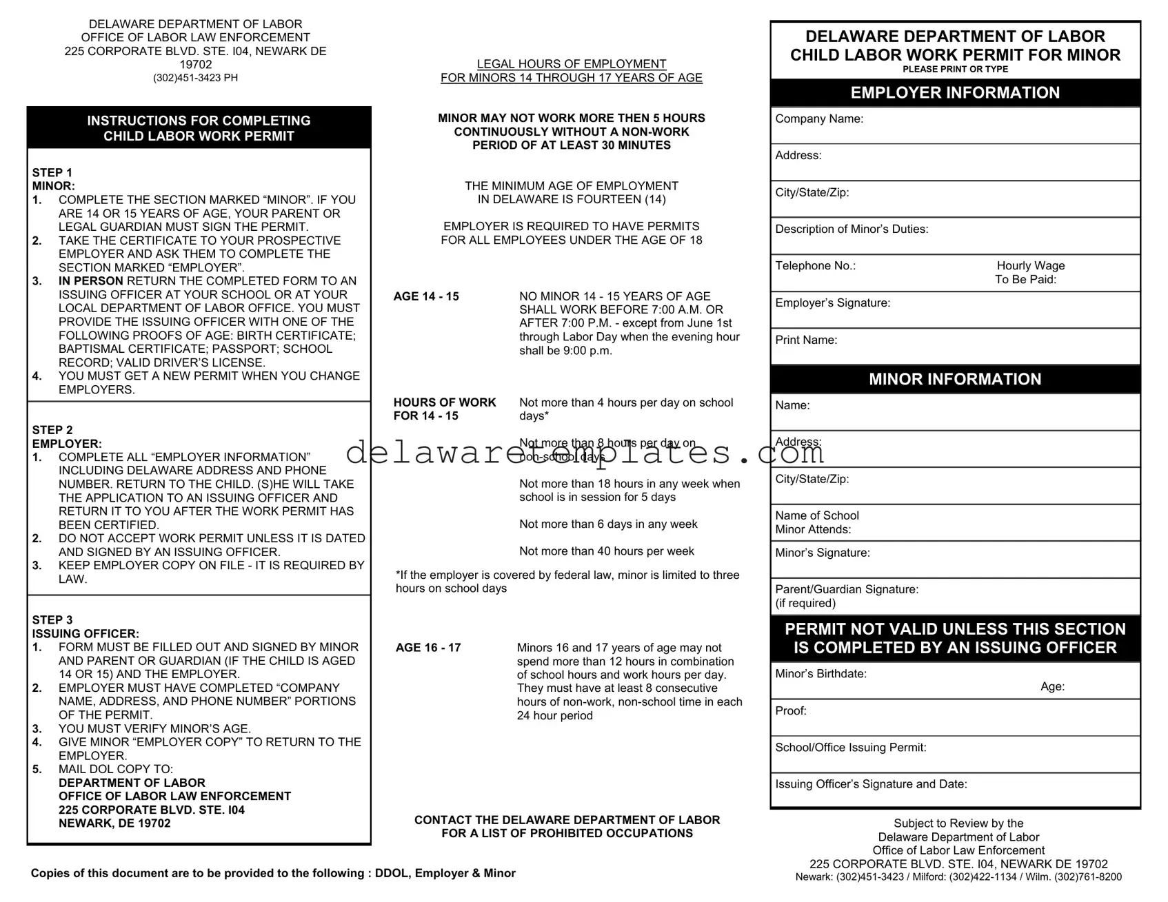 Fill a Valid Delaware Work Permit Form