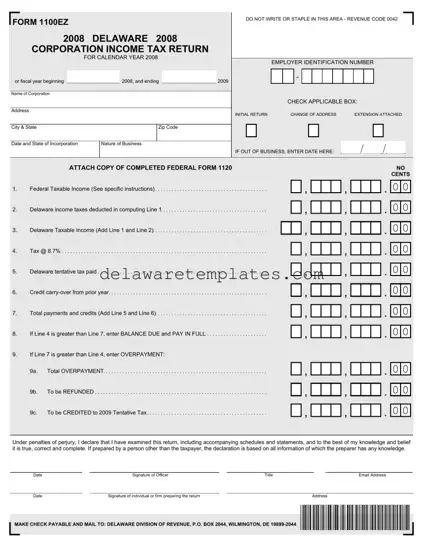 Fill a Valid Delaware 1100Ez Form