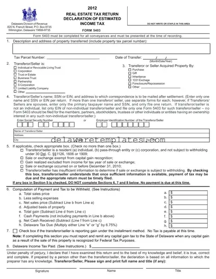 Fill a Valid Delaware 5403 Form