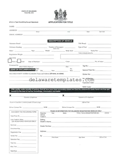 Fill a Valid Delaware No 212 Form