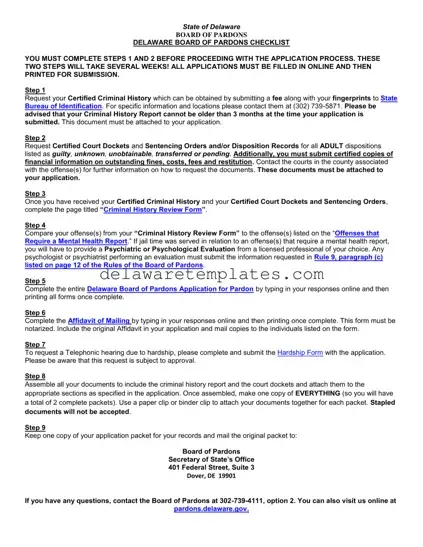 Fill a Valid Delaware Pardon Application Form